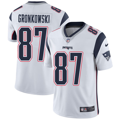 Nike Patriots #87 Rob Gronkowski White Men's Stitched NFL Vapor Untouchable Limited Jersey - Click Image to Close